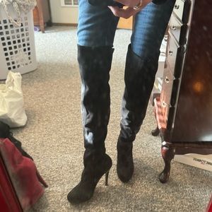 NWT Charles by Charles David Model Black Micro Suede OTK boots, Size 9